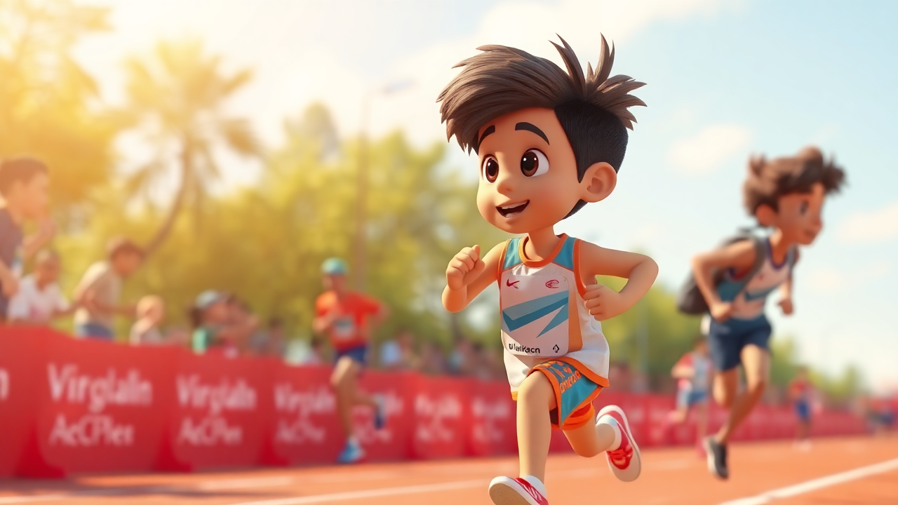 niño corriendo en una maratón